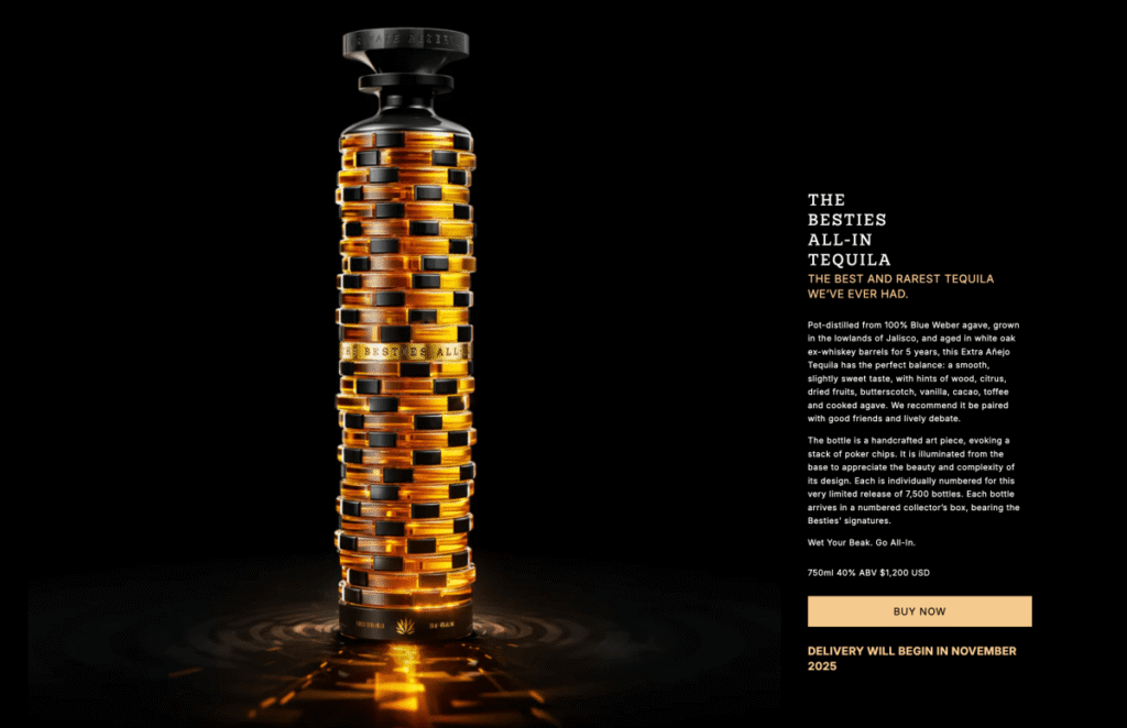 Five months later, bottles of $1,200 Besties All-In Tequila are finally starting to ship.